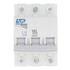 Автоматический выключатель ETP ВА 47-63 (11323) 3P 32А тип С 4,5 кА 400 В на DIN-рейку