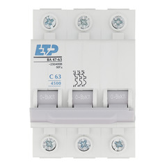 Автоматический выключатель ETP ВА 47-63 (11329) 3P 63А тип С 4,5 кА 400 В на DIN-рейку