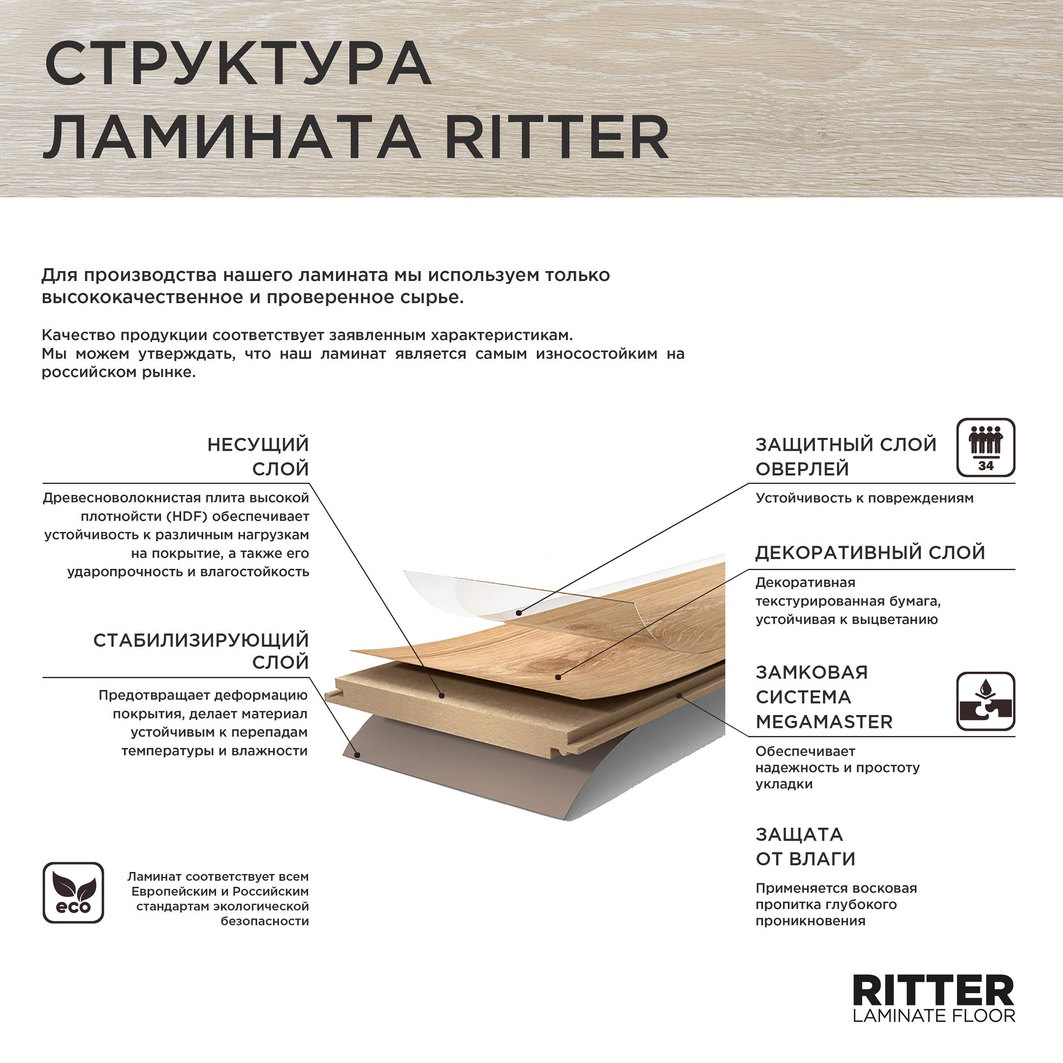 Ламинат 34 класс Ritter Organic 34 дуб финский 1,492 кв.м 12 мм влагостойкий Вид№4