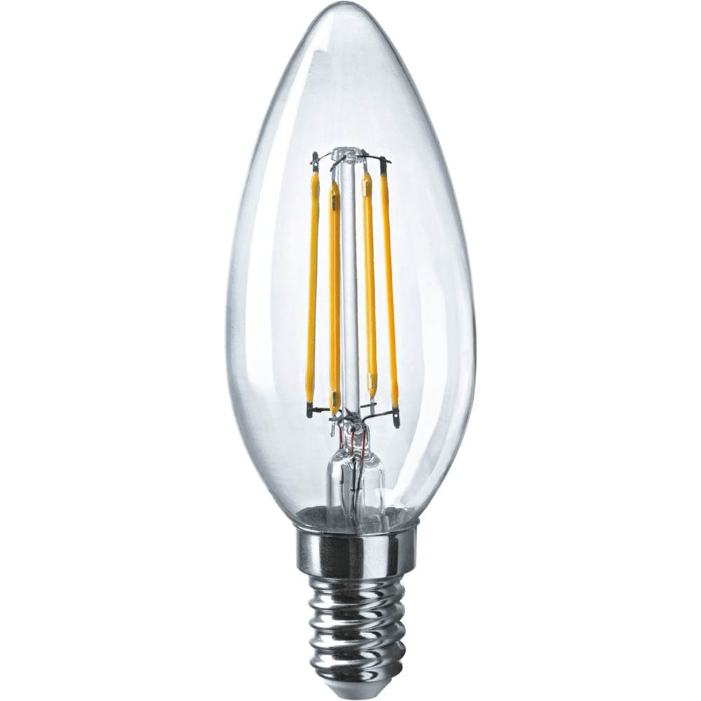 Лампа светодиодная филаментная Navigator Е14 4000К 6 Вт 660 Лм 220-240 В свеча прозрачная