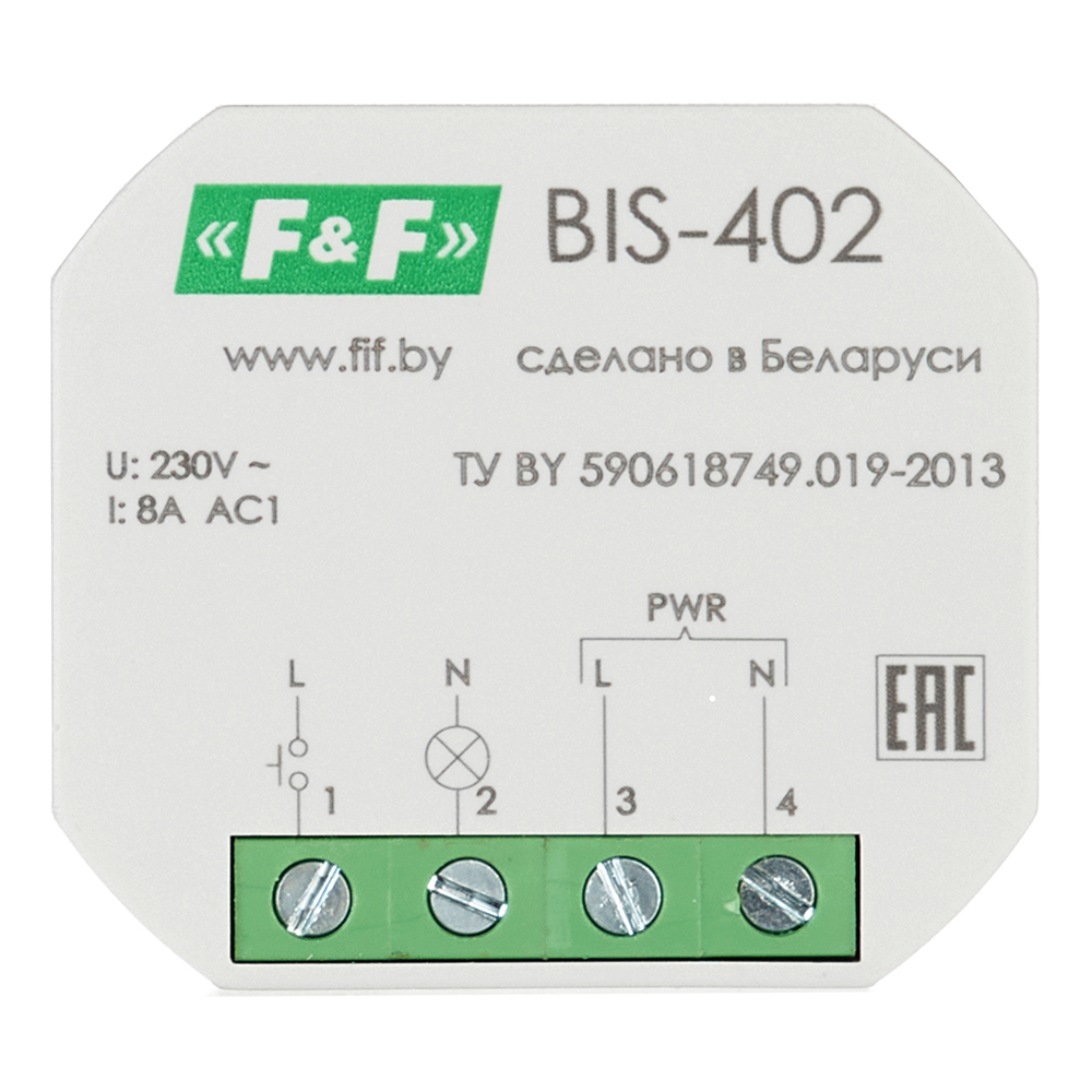 Реле импульсное Евроавтоматика BIS-402 220 В 8 А тип AC 1P+N реле времени евроавтоматика po 406 220 в 8 а тип ac 1p n