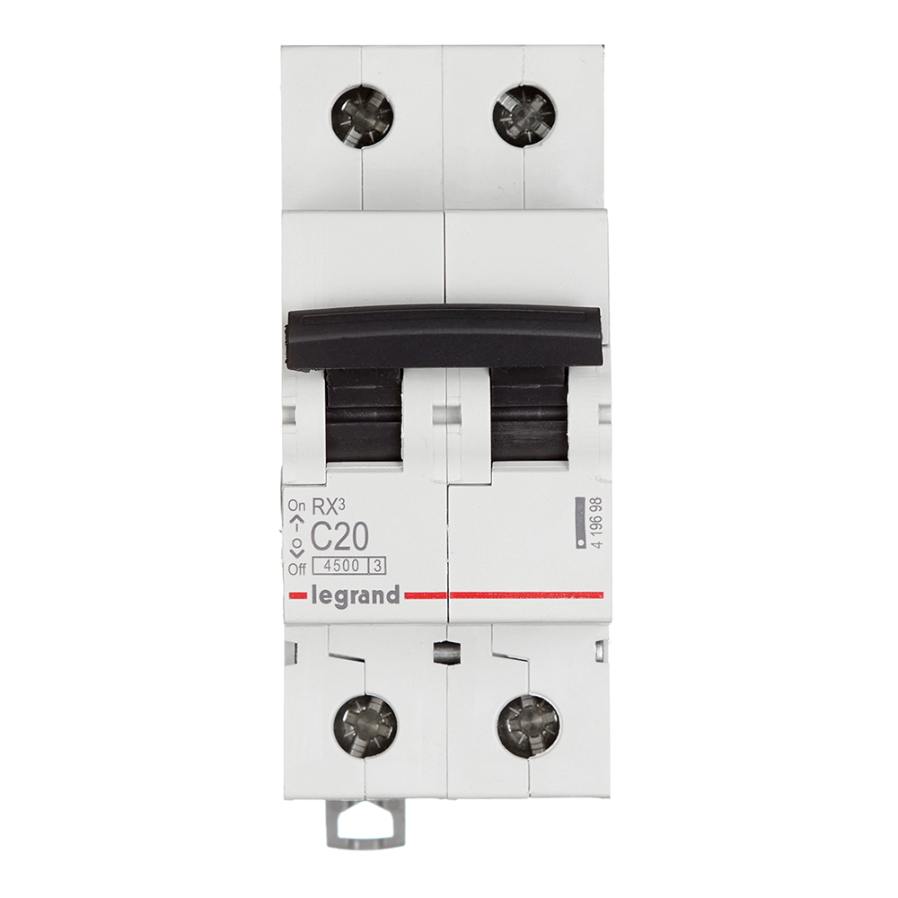 Автоматический выключатель Legrand RX3 2P 20А тип C 4,5 кА 230/400 В на DIN-рейку (419698) автоматический выключатель legrand rx3 419698 2p 20а тип с 4 5 ка 230 400 в на din рейку