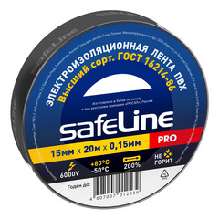 Изолента Safeline ПВХ черная 15 мм 20 м