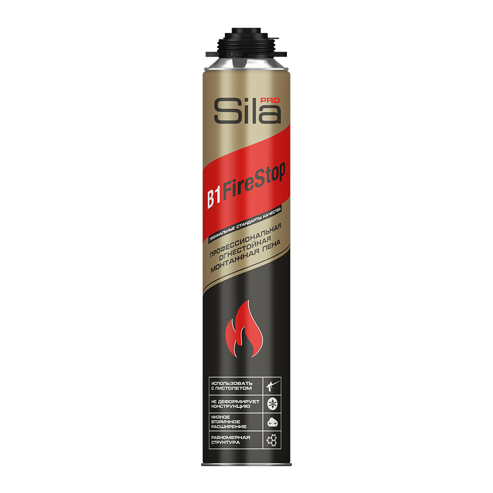 Пена монтажная профессиональная Sila Pro B1 Firestop огнестойкая 750 мл строительно монтажная клей пена sila fix