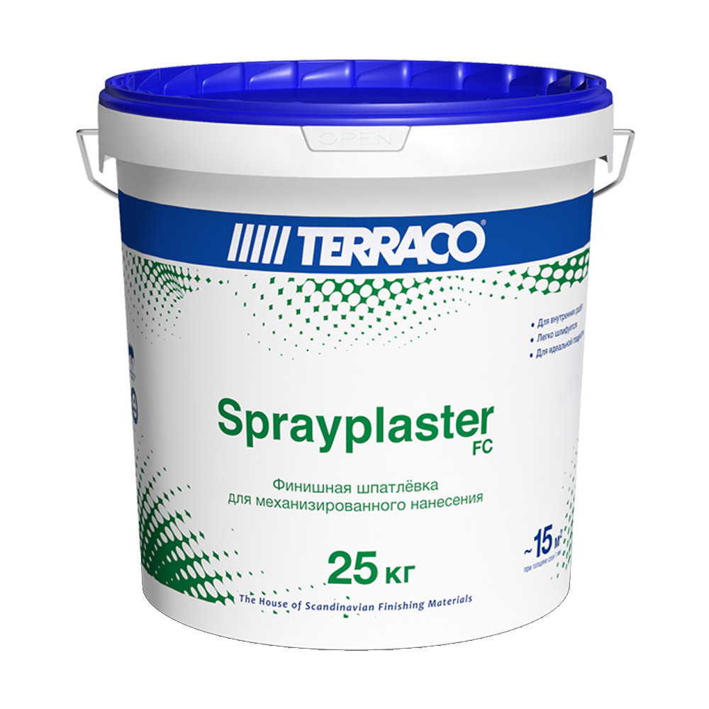 Шпатлевка финишная Terraco Sprayplaster (ведро) 25 кг пенекрит 25 кг ведро