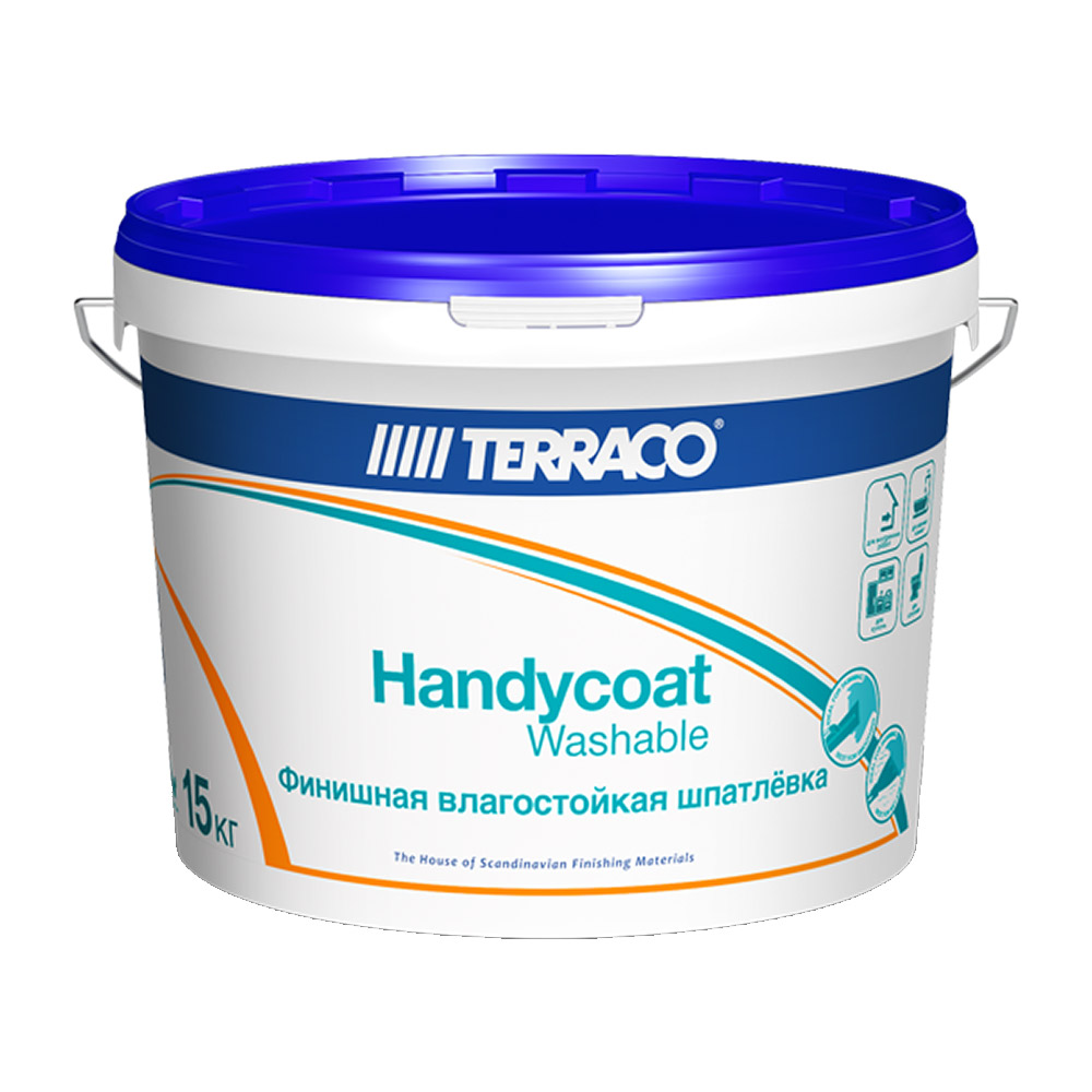 Шпатлевка финишная Terraco Handycoat Washable 15 кг шпатлевка terraco handycoat interior белый 25 кг