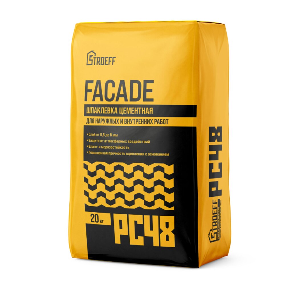 Шпатлевка цементная Facade Stroeff РС48 20кг — купить в Москве: цена за ...