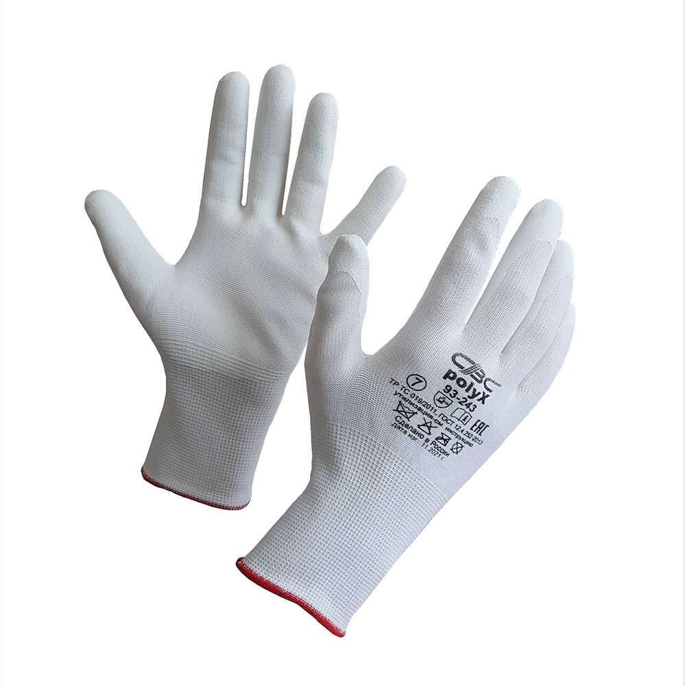 Перчатки нейлоновые с полиуретановым покрытием СВС Поликс 9 (L) перчатки полиэстеровые 13 нитей с полиуретановым покрытием delta plus ve702 9 l