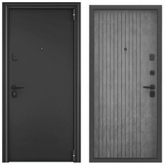 Дверь входная Super Omega Pro MP 860х2050 мм темно-серый букле графит ПВХ бетон темно-серый OP-L1 черный квадратрат порог левая
