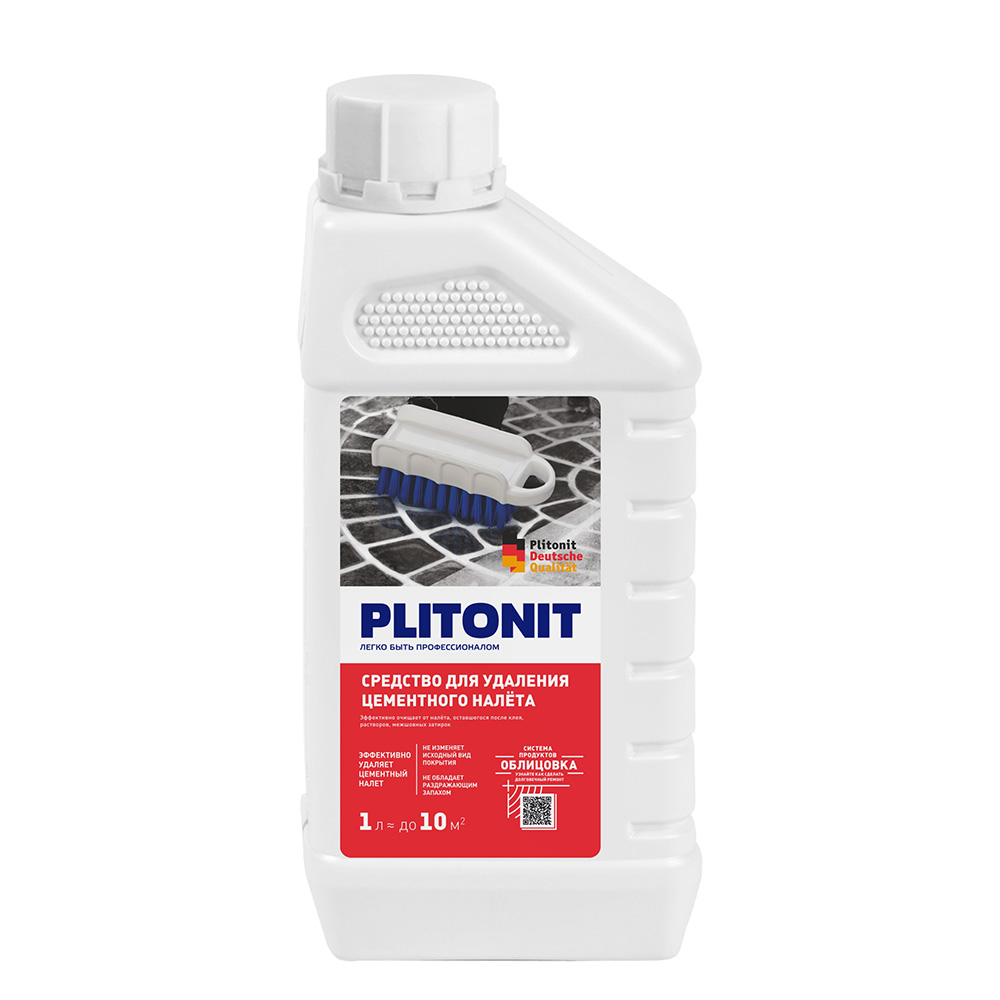 Средство для удаления цементного налета Plitonit 1 л очиститель от цемента средство для удаления остатков цементных растворов против сильных загрязнений рекорд оц02 5л 1шт