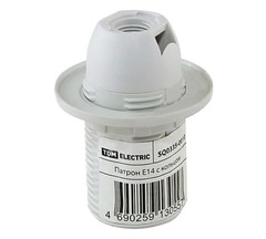 Патрон люстровый с кольцом TDM ELECTRIC SQ0335-0010 E14 пластик термостойкий белый
