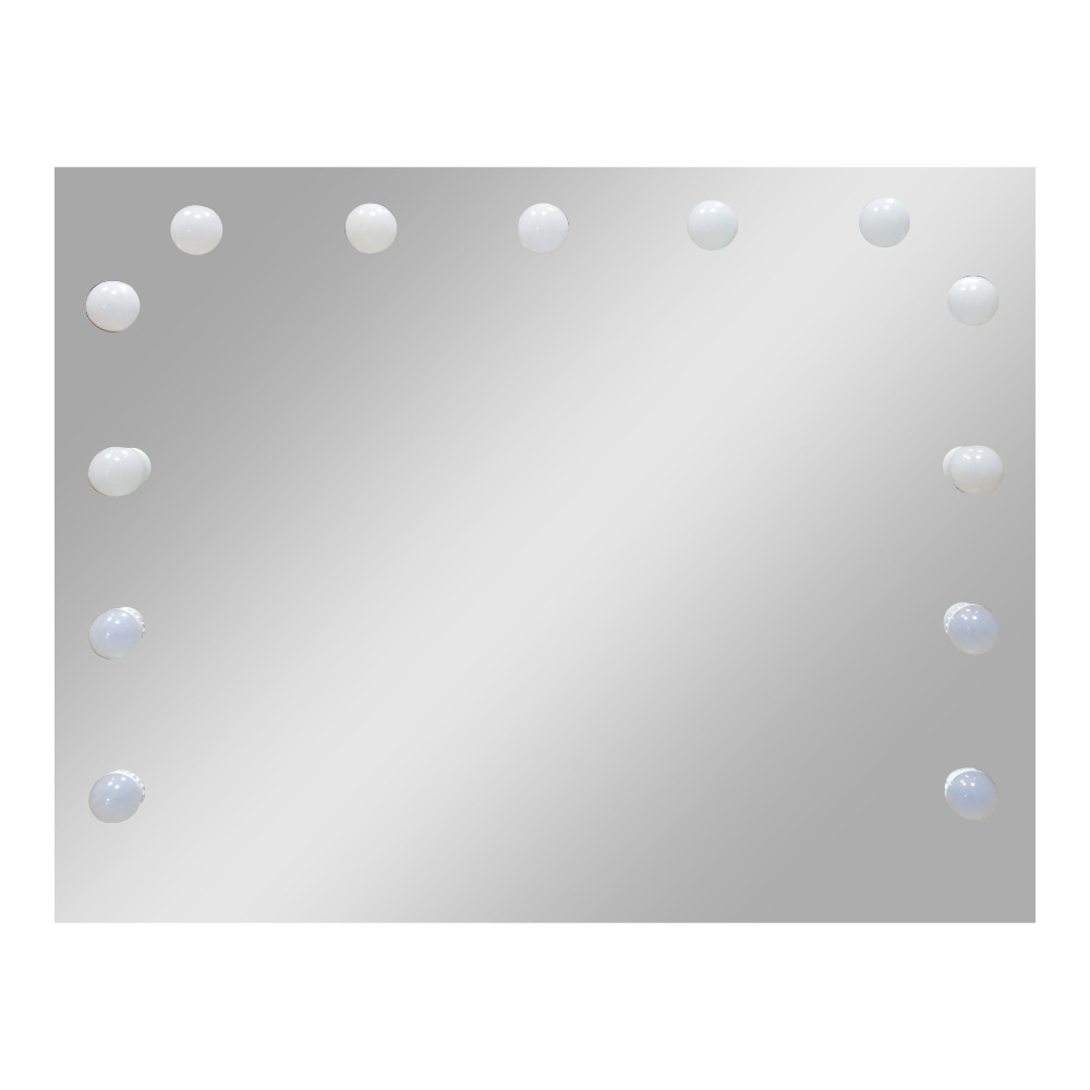 фото Зеркало настенное с лампочками benedicta 900х700 мм гримерное белое континент