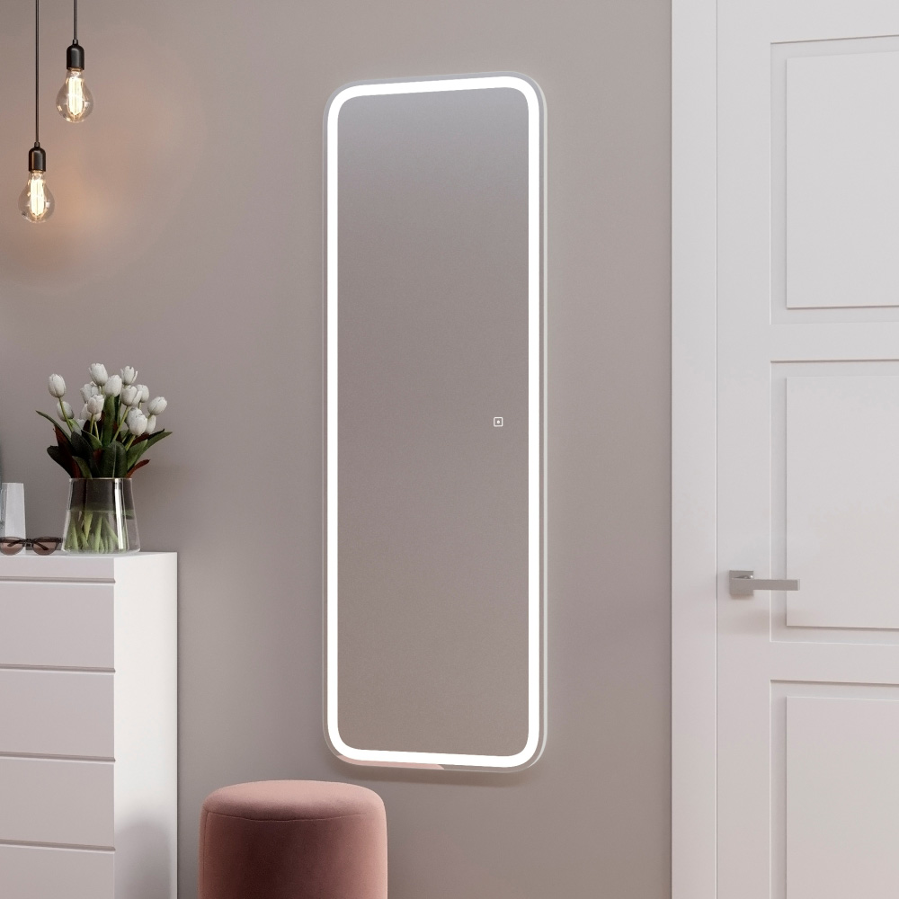 

Зеркало настенное с подсветкой Goncalo  мм гримерное белое