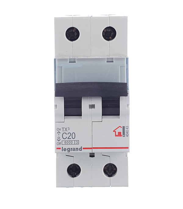 Автоматический выключатель Legrand TX3 2P 20А тип C 6 кА 230-400 В на DIN-рейку (404043)