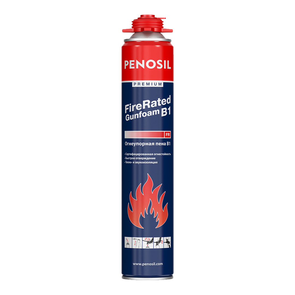 Пена монтажная профессиональная Penosil Fire Rated GunFoam B1 огнеупорная 720 мл пена монтажная огнестойкая 750 мл penosil premium fire rated foam b1 a1543z
