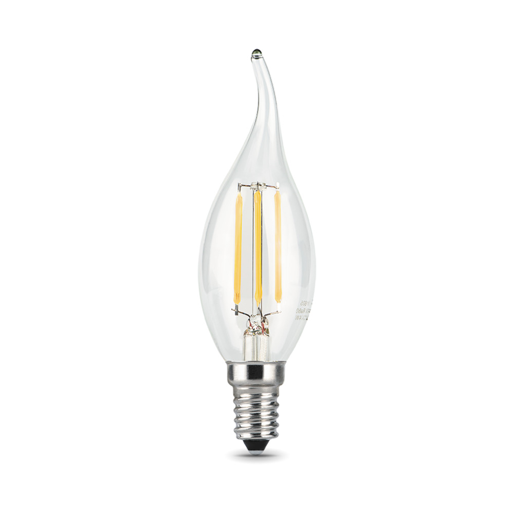 фото Лампа светодиодная филаментная gauss e14 4100к 5 вт 450 лм 175-240 в свеча на ветру прозрачная