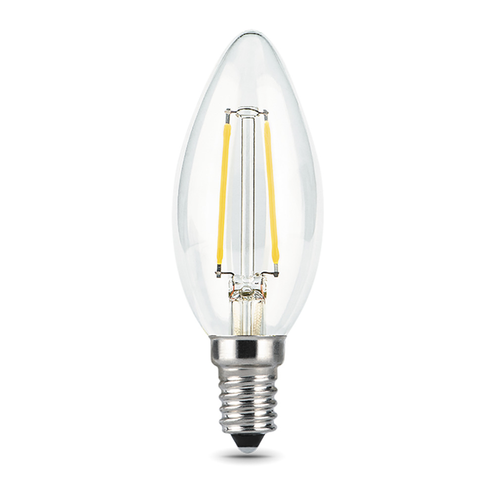 фото Лампа светодиодная филаментная gauss e14 2700к 5 вт 420 лм 175-240 в свеча прозрачная