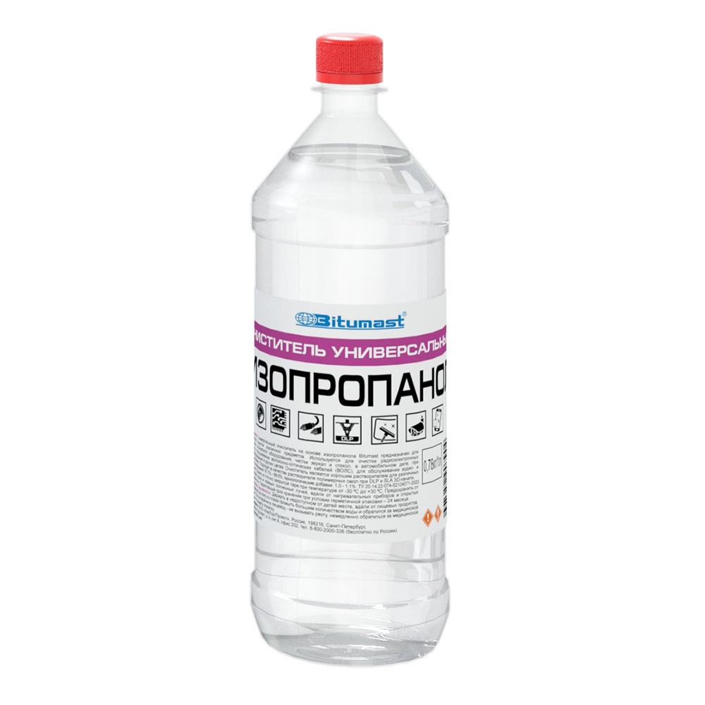 Очиститель изопропанол Bitumast 1 л универсальный очиститель спирт изопропиловый solins бутылка 100 мл 1 шт