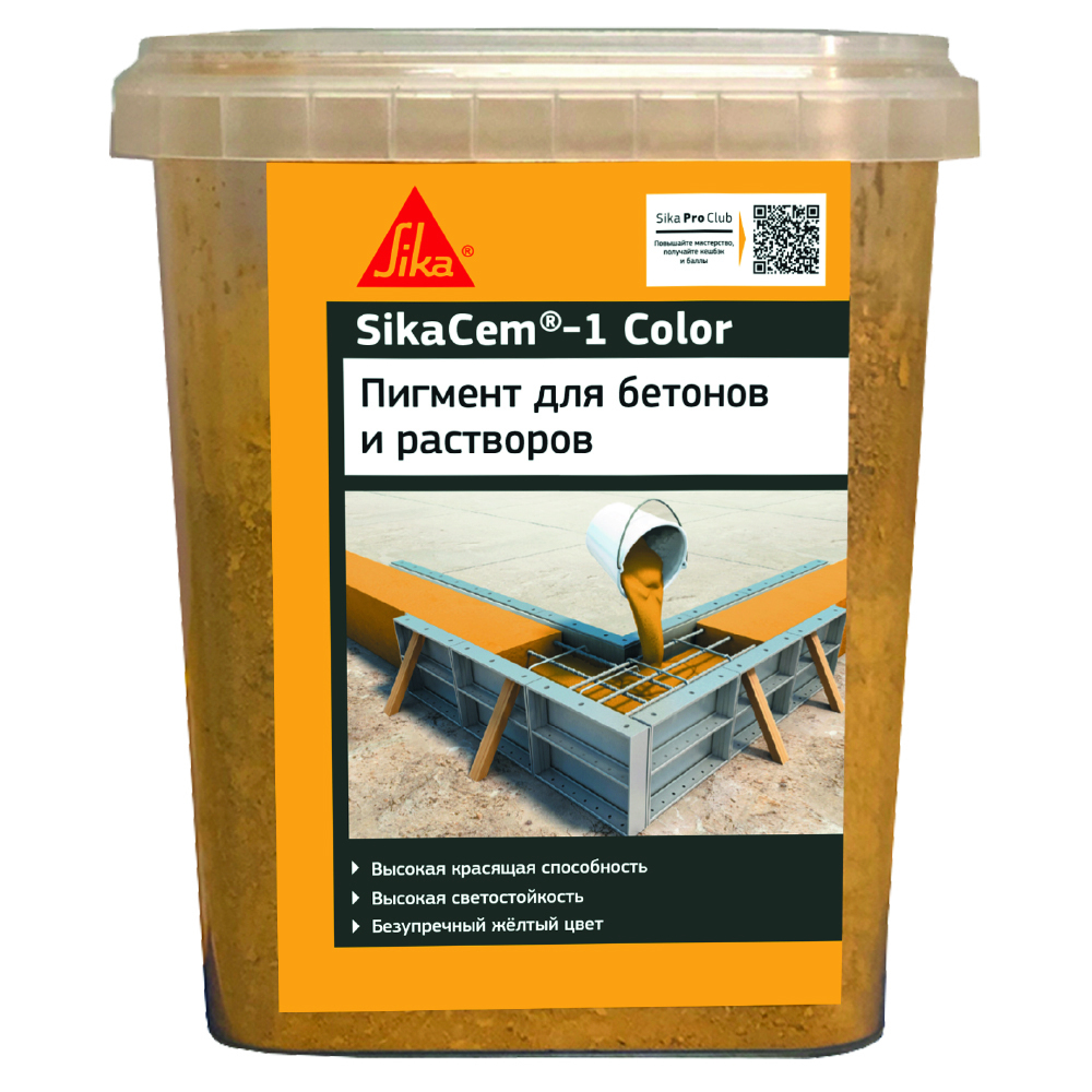 фото Краситель для бетона для кладочных и штукатурных смесей sika sikacem-1 желтый 0,5 кг