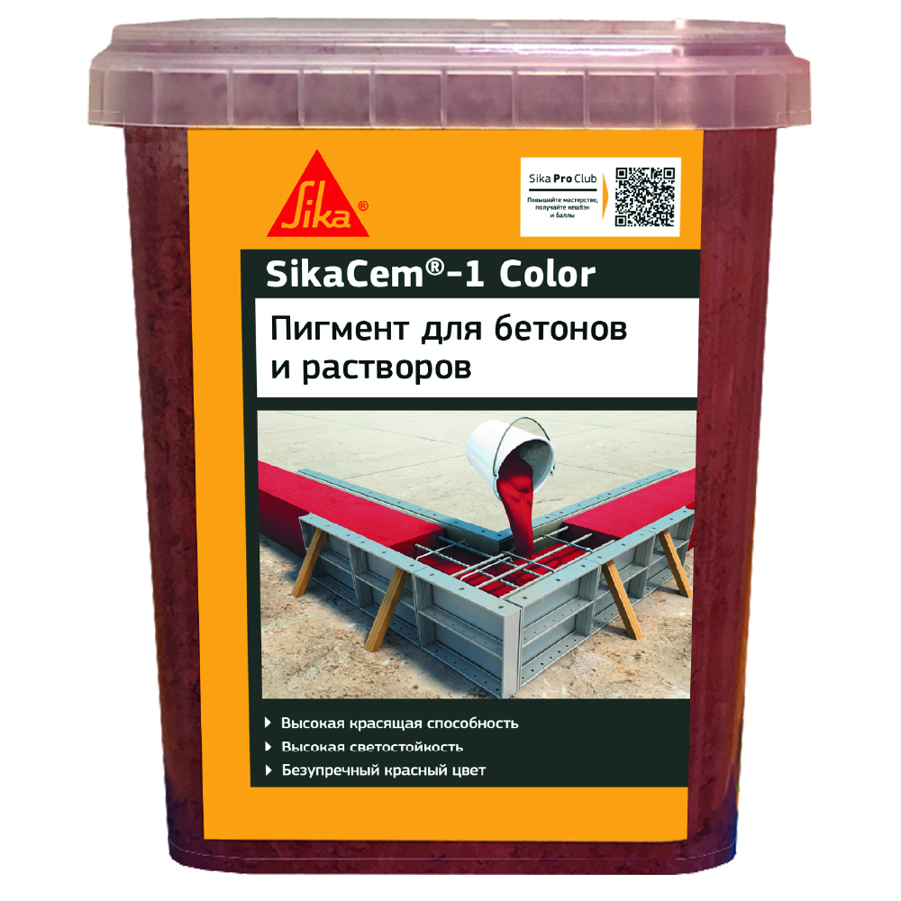 фото Краситель для бетона для кладочных и штукатурных смесей sika sikacem-1 красный 1 кг
