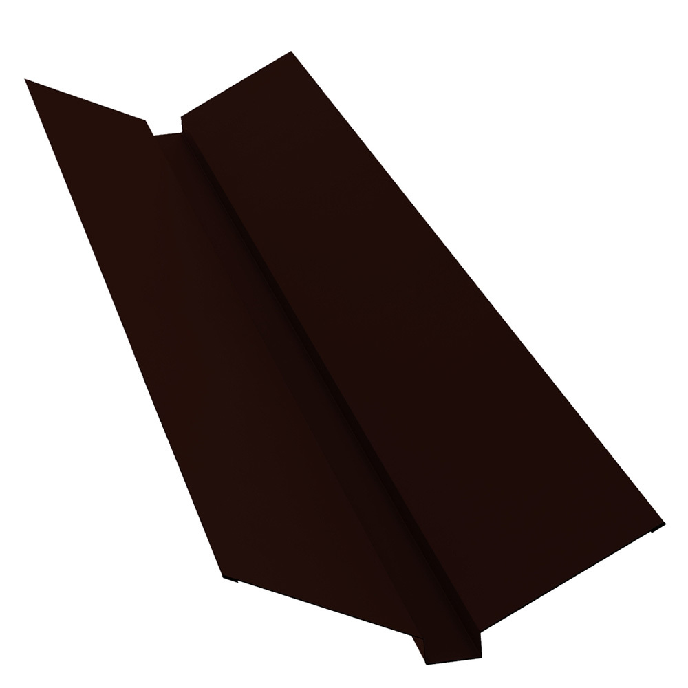 фото Ендова внешняя для металлочерепицы 115х30х115 мм 2 м темно-коричневая rr 32 rooftop matte