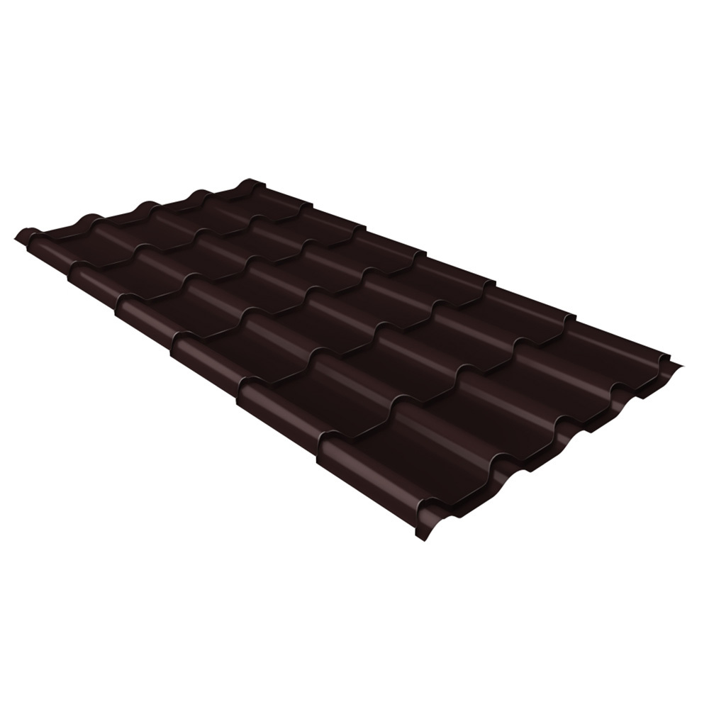 фото Металлочерепица 1,18х1,15 м 0,5 мм классик коричневый ral 8017 rooftop matte grand line