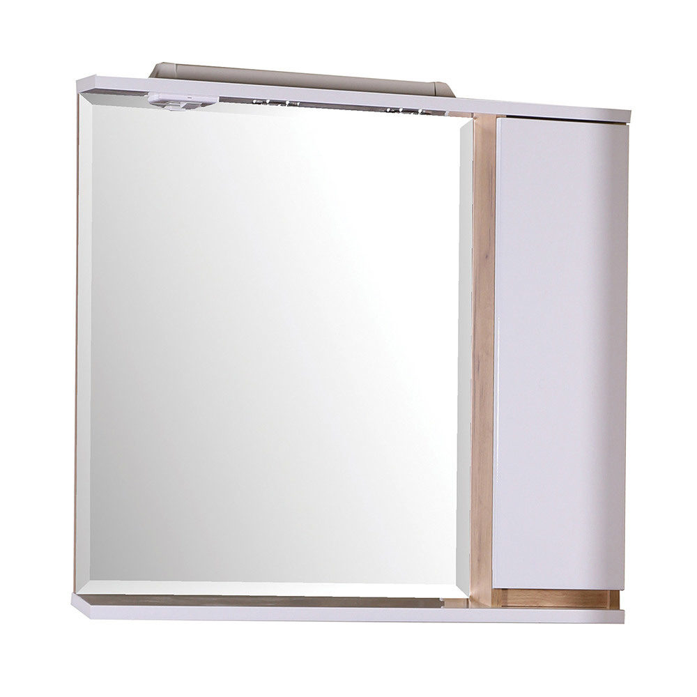 фото Зеркальный шкаф асб-мебель марко 800 мм с подсветкой белый/дуб золотой