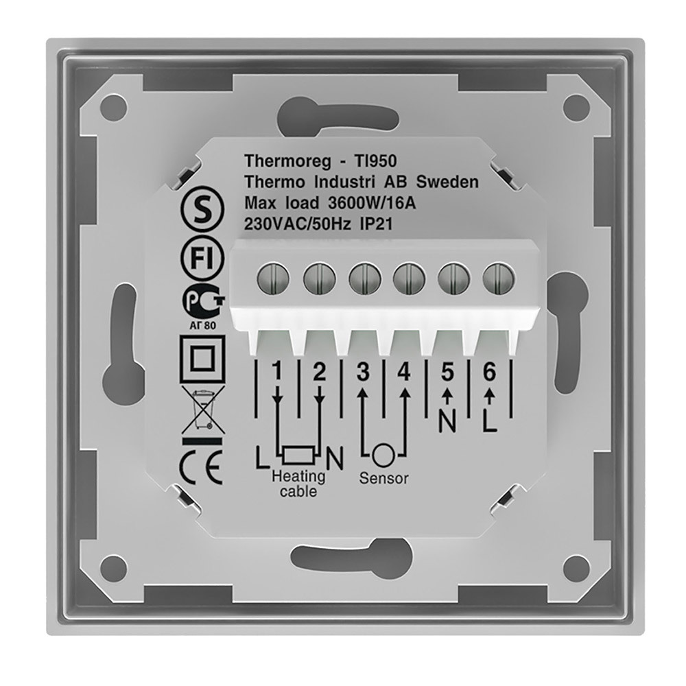 Терморегулятор программируемый для теплого пола Thermoreg TI 950 Design белый Вид№5