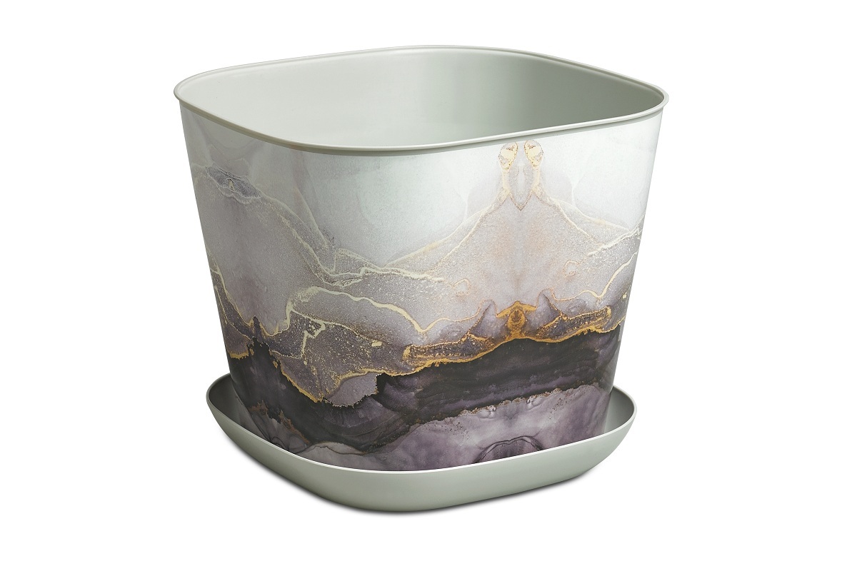 Мрамор черный арт. "мрамор" 1,2л (уп. Горшок цв. Кашпо квадратное 3,7л "мрамор" с подд. Горшок классика 1,5л мрамор с поддоном (46470).