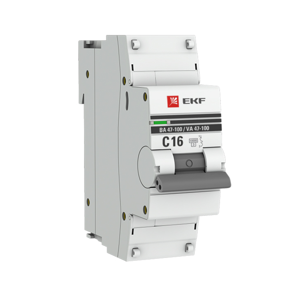 фото Автоматический выключатель ekf ва 47-100 (mcb47100-1-16c-pro) 1p 16а тип ac 10 ка 230 в на din-рейку