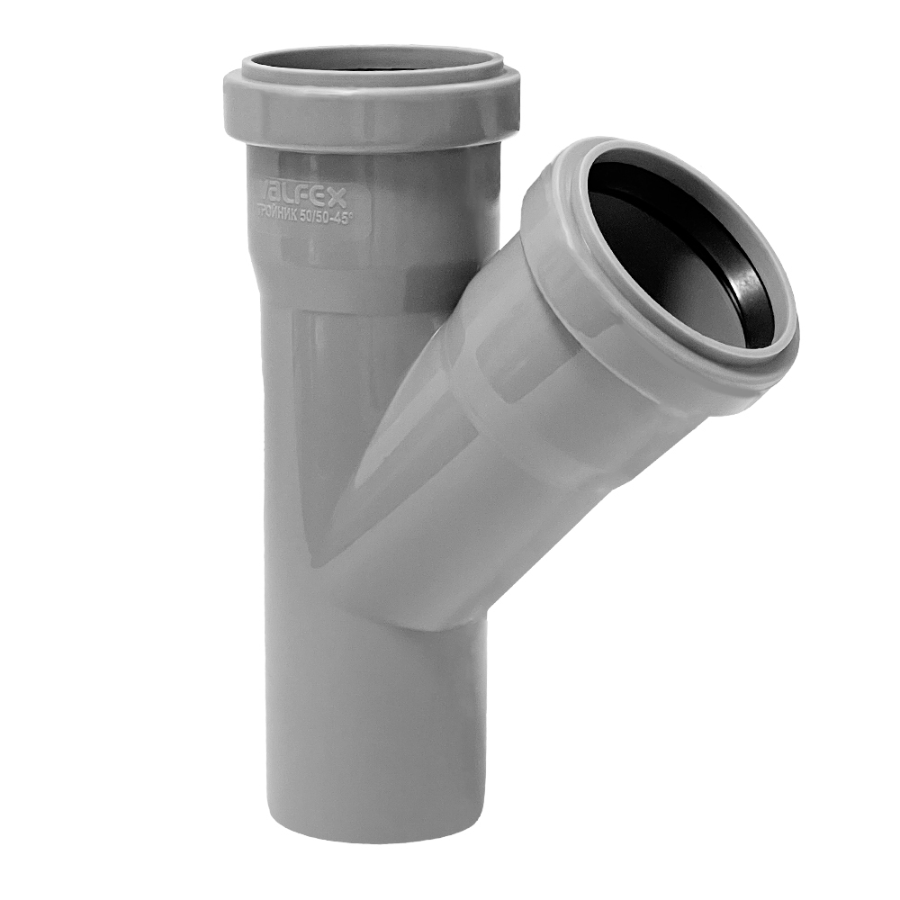 Тройник Valfex d50х50 мм 45° пластиковый для внутренней канализации ...