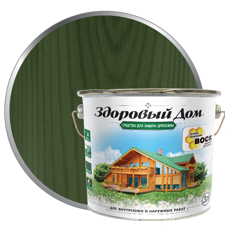 Деревозащитное средство Здоровый Дом еловая зелень 3 л (0007014 ...