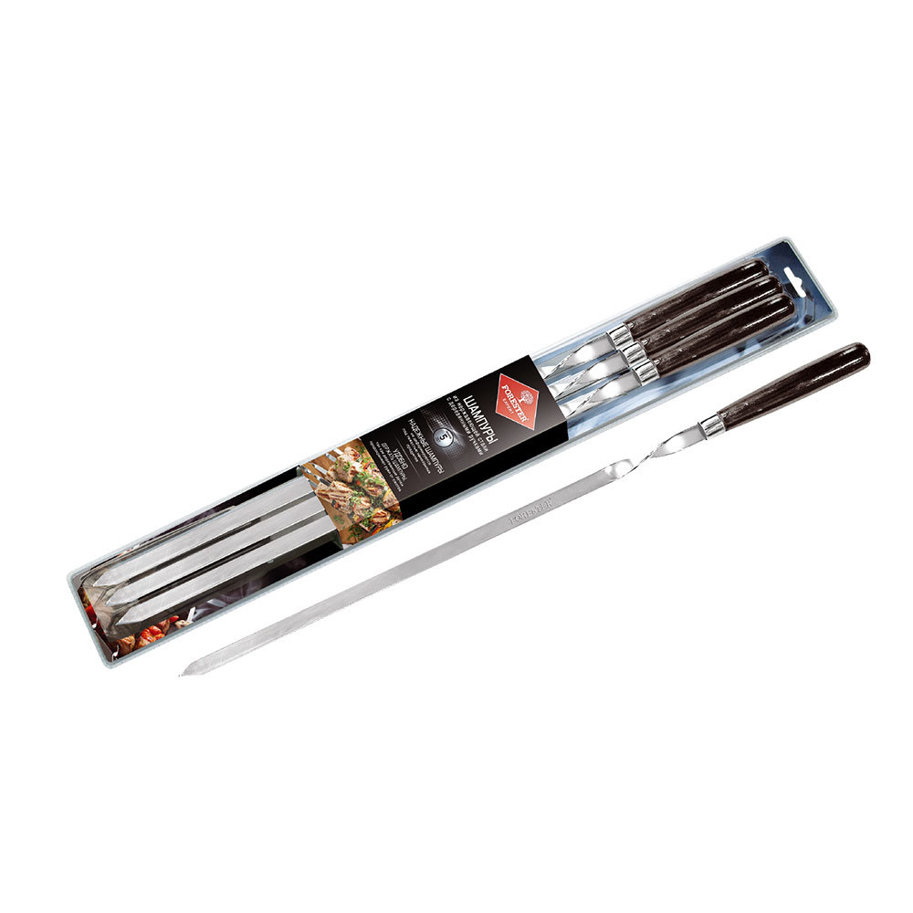 Набор шампуров Forester с деревянными ручками 55 см (6 шт.) набор шампуров forester 55 см 6 шт