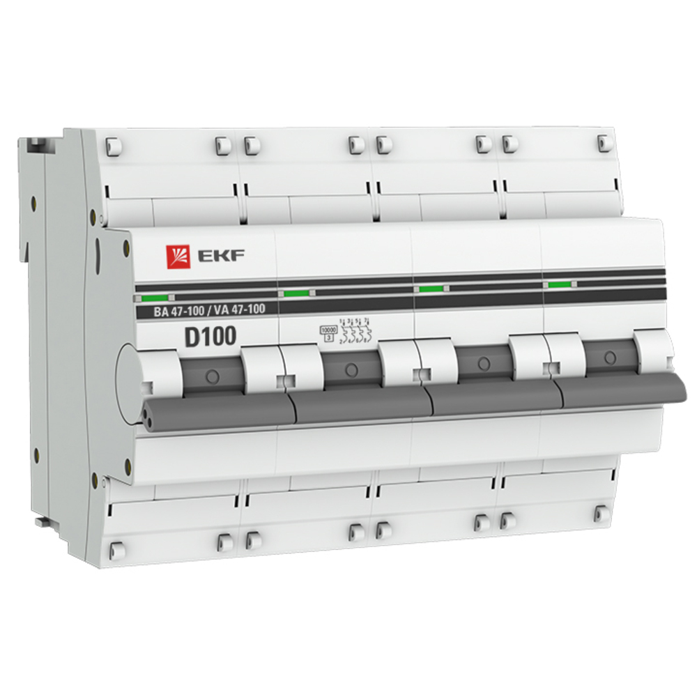Автоматический выключатель EKF PROxima ВА 47-100 4P 100А тип D 10 кА 400 В на DIN-рейку (mcb47100-4-100D-pro)