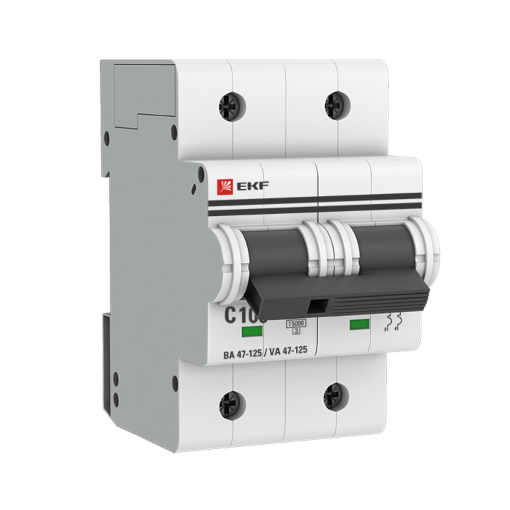 фото Автоматический выключатель ekf ва 47-125 (mcb47125-2-100c) 2p 100а тип c 400 в на din-рейку
