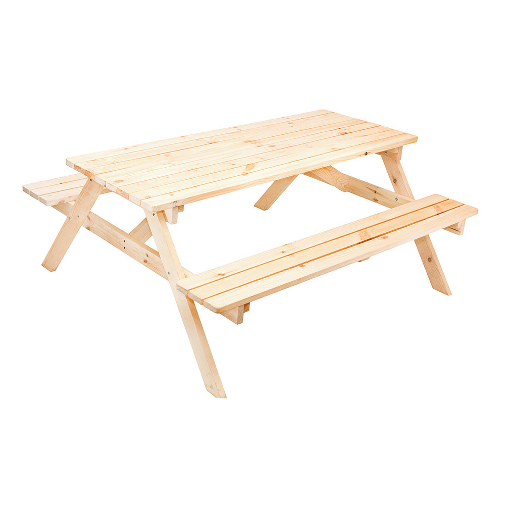 фото Набор садовой мебели деревянный фотон пикник сосна 150х150х76 мм стол и 2 лавки
