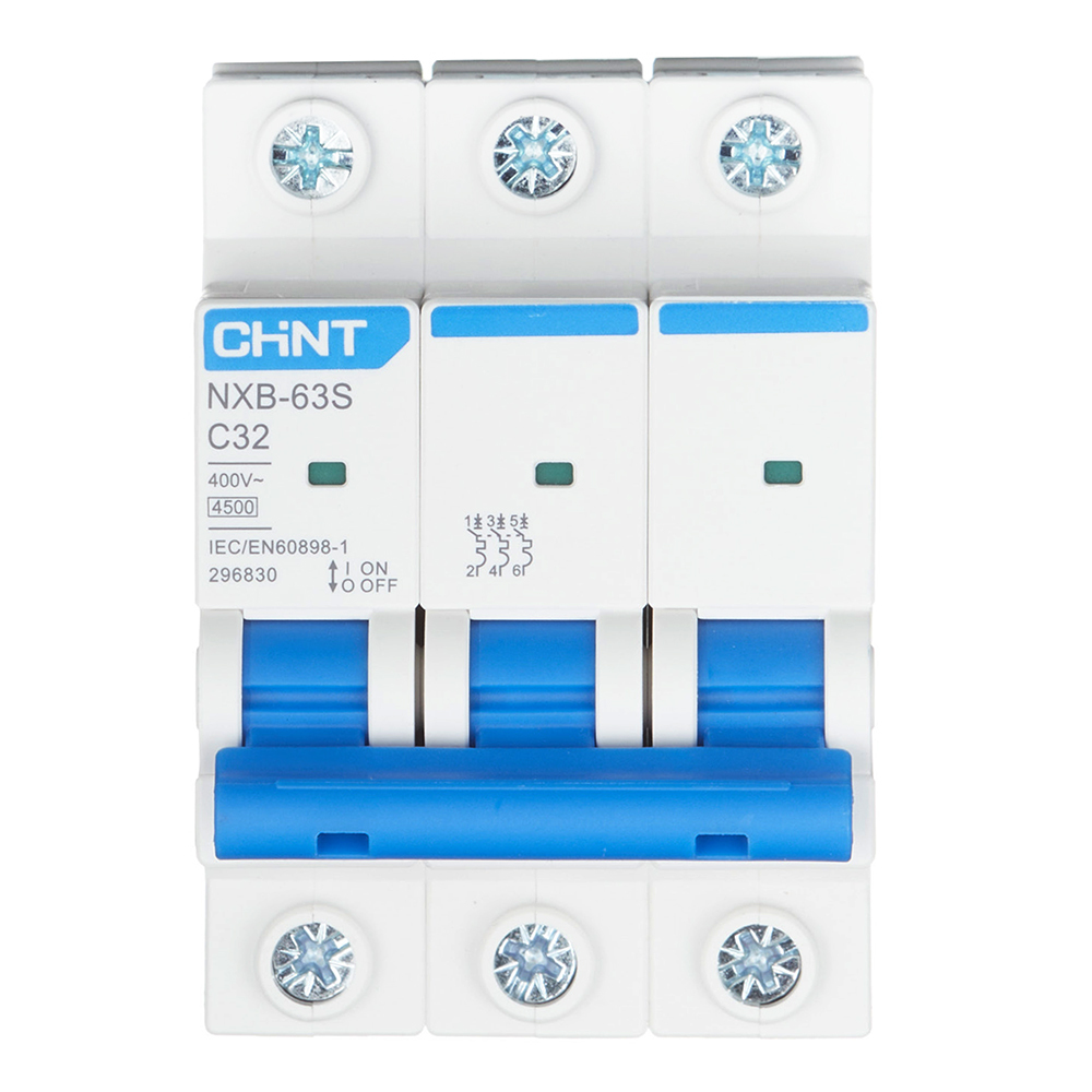 фото Автоматический выключатель chint (296830 chint) 3p 32а тип с 4,5 ка 400 в на din-рейку