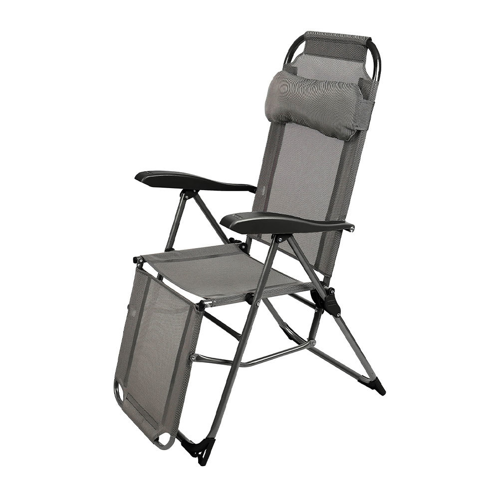 Кресло-шезлонг складное Ника серое 820х590х1160 мм с подножкой (К3/ГР) кресло шезлонг складное ника бежевое 820х590х1160 мм с подножкой к3 пс
