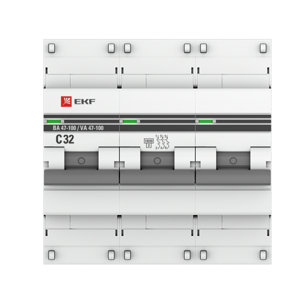 

Автоматический выключатель модульный EKF PROxima ВА 47-100 3P 32А тип C 10 кА 400 В (mcb47100-3-32C-pro)