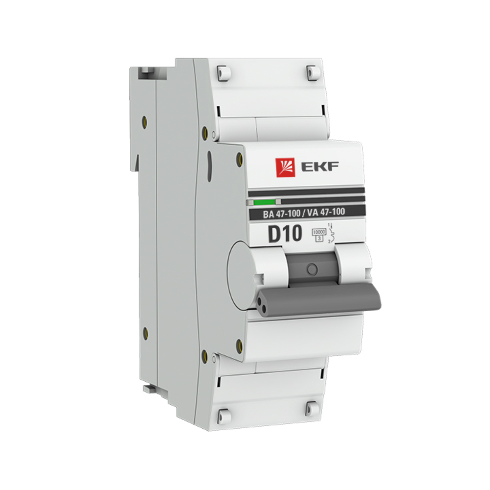 фото Автоматический выключатель ekf ва 47-100 (mcb47100-1-10d-pro) 1p 10а тип d 10 ка 400 в на din-рейку