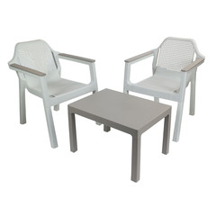 Набор садовой мебели пластиковый Adriano Easy Comfort double кремовый/капучино стол и 2 кресла (Р6027)