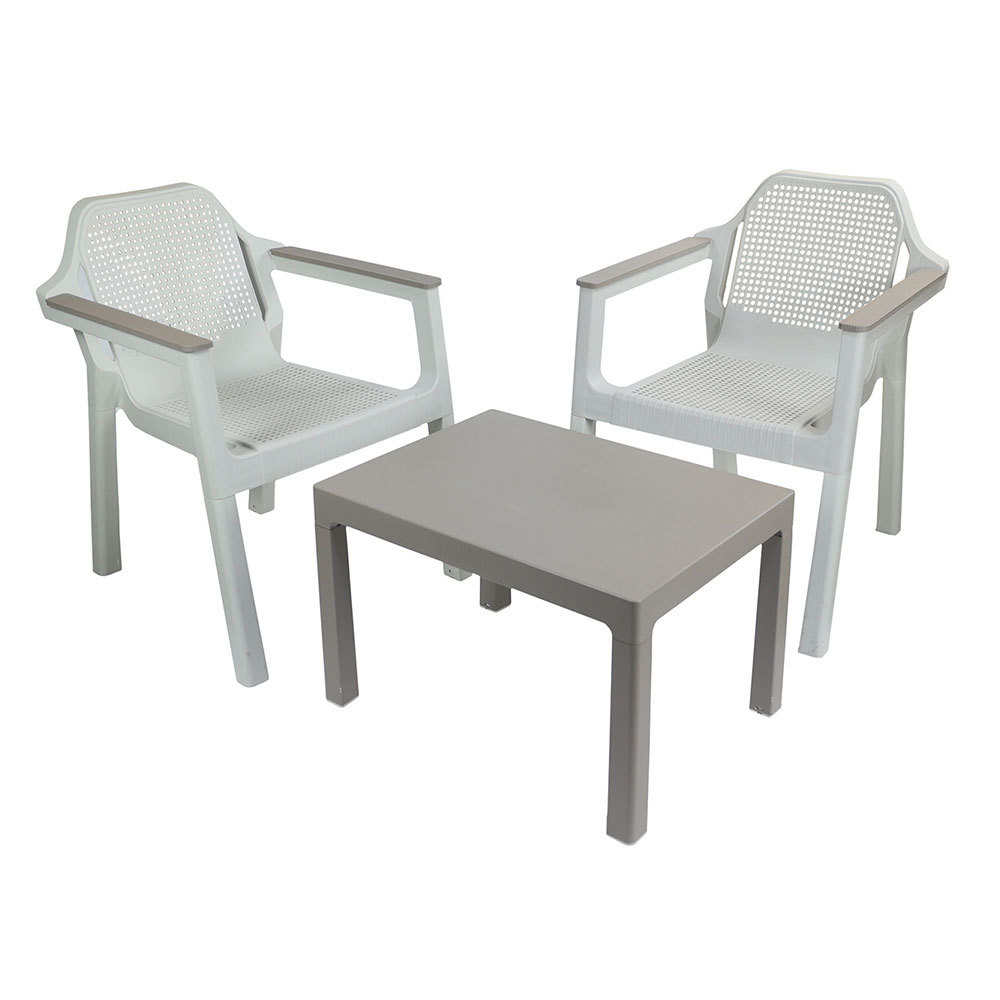 фото Набор садовой мебели пластиковый adriano easy comfort double кремовый/капучино стол и 2 кресла (р6027)