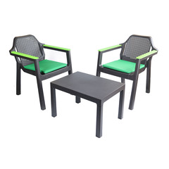 Набор садовой мебели пластиковый Adriano Easy Comfort color темно-коричневый/зеленый стол и 2 кресла (Р6033)