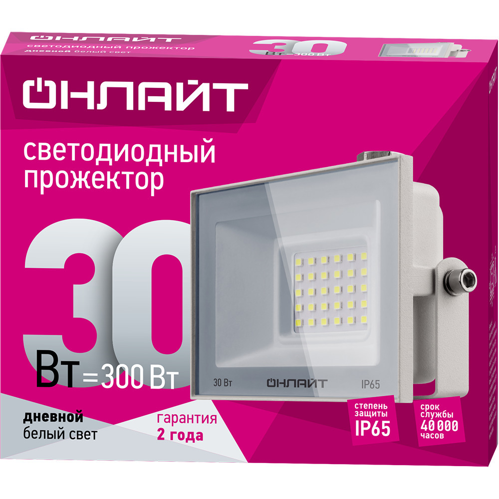 

Прожектор светодиодный Онлайт OFL-LED 6000К 30 Вт IP65 белый