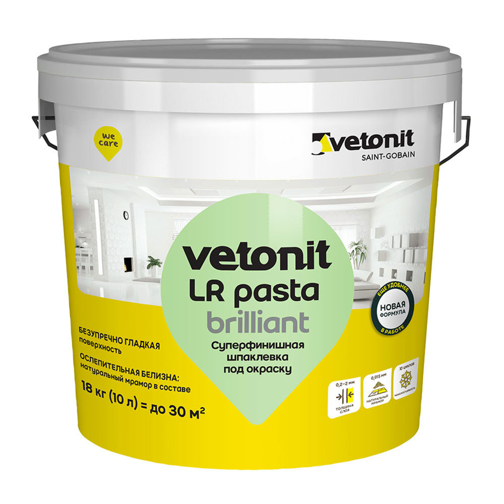Шпатлевка финишная Vetonit ЛР Паста Бриллиант 10 л/18 кг vetonit lr pasta brilliant готовая шпатлевка лр паста бриллиант 5 кг
