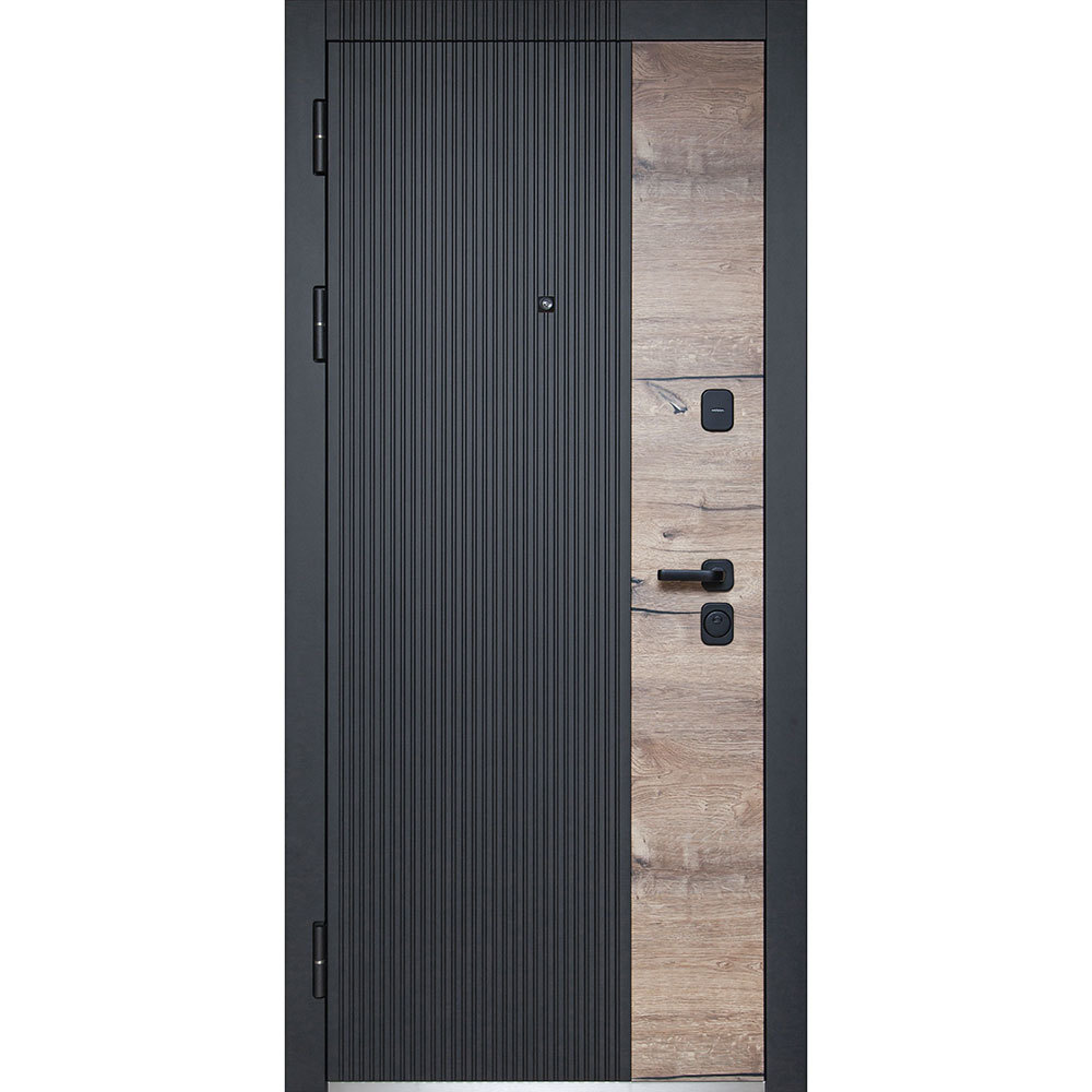 фото Дверь входная ferroni luxor вертикаль нео левая черный кварц - эмалит белый 860х2050 мм