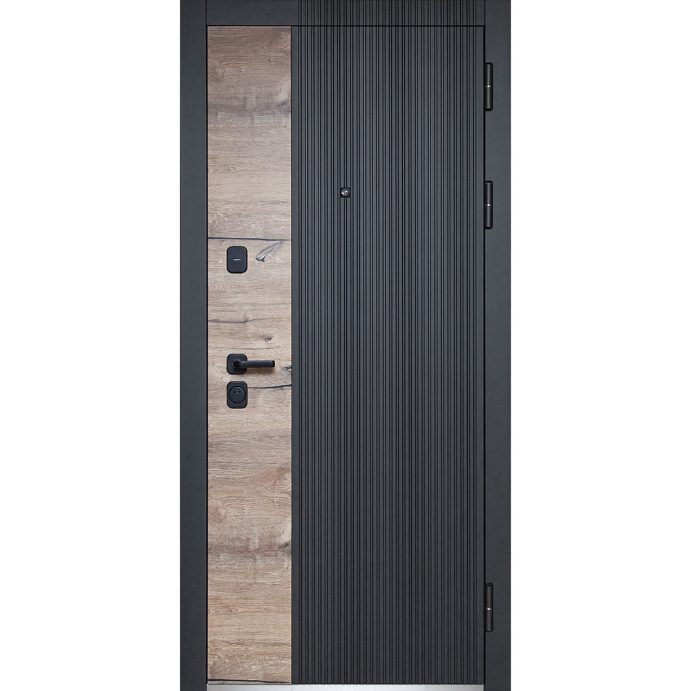 фото Дверь входная ferroni luxor вертикаль нео правая черный кварц - эмалит белый 960х2050 мм
