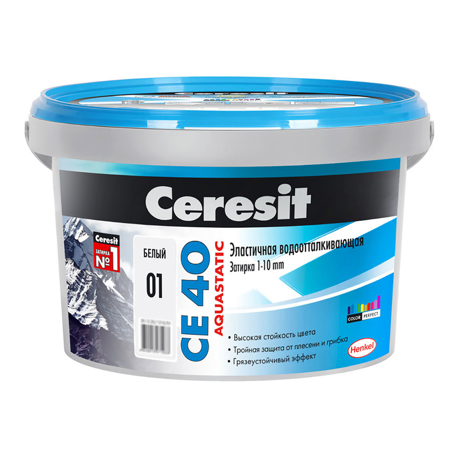 Затирка цементная Ceresit CE 40 aquastatic 01 белая 2 кг — купить в ...