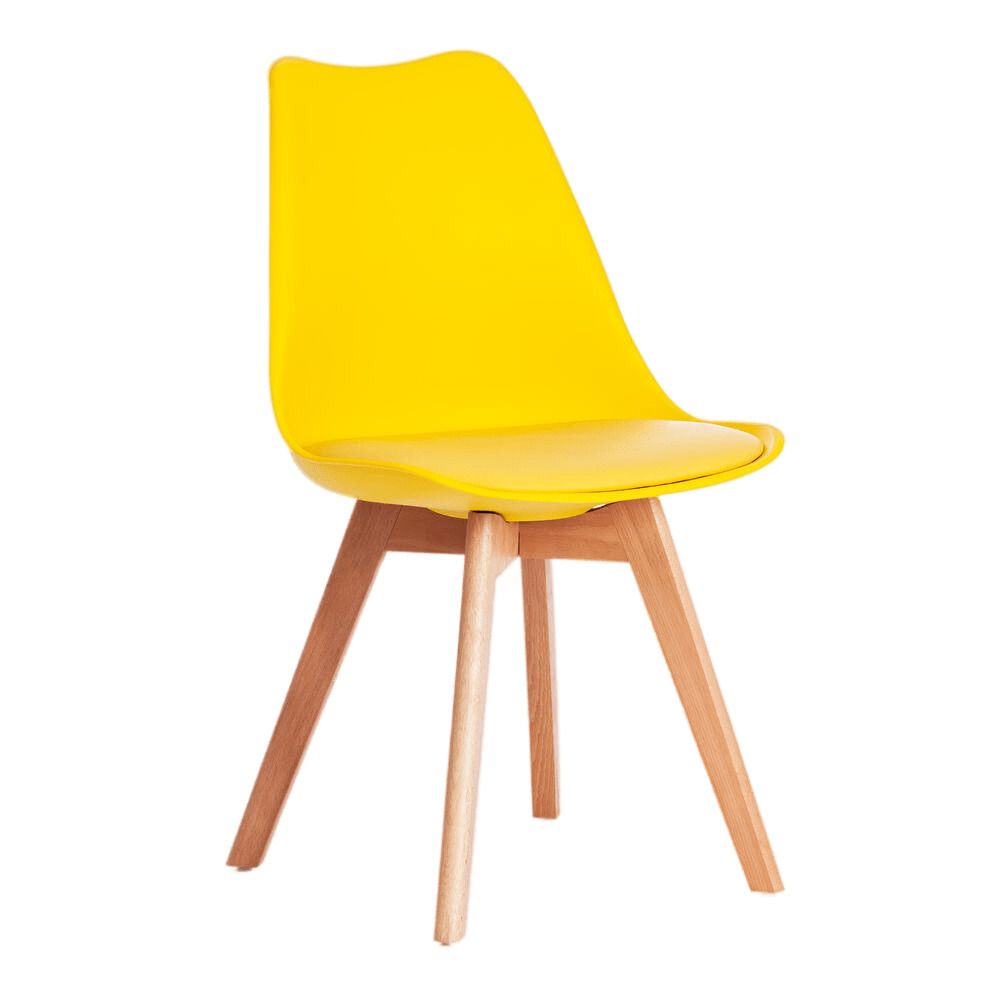 стул для кухни harbour пластик серый ножки дерево Стул Tulip желтый (14207)