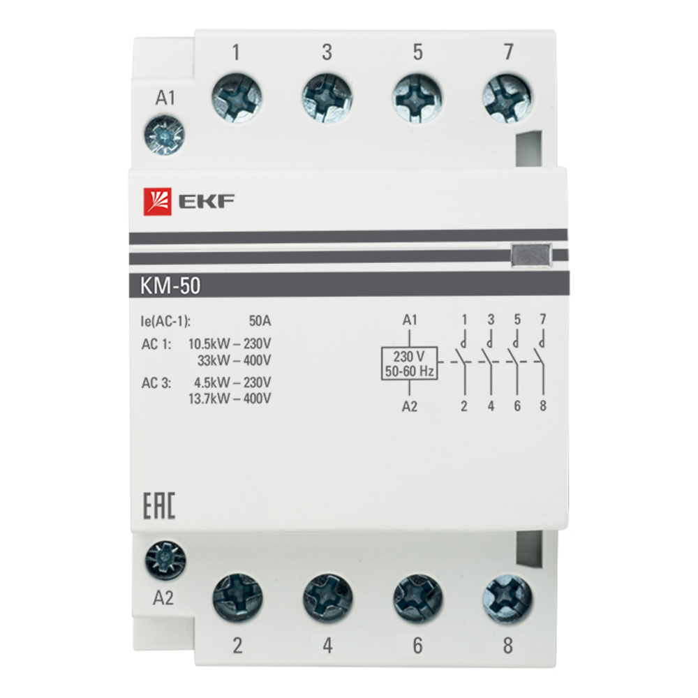 

Контактор модульный EKF PROxima (km-3-50-40) 230-400 В 50 А тип AC 4Р